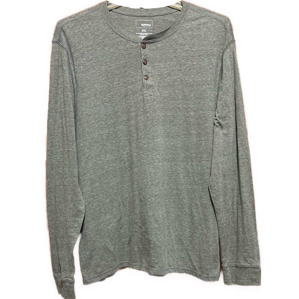 Men’s 2XL Sonoma Army Green Long Sleeve Henley Shirt
